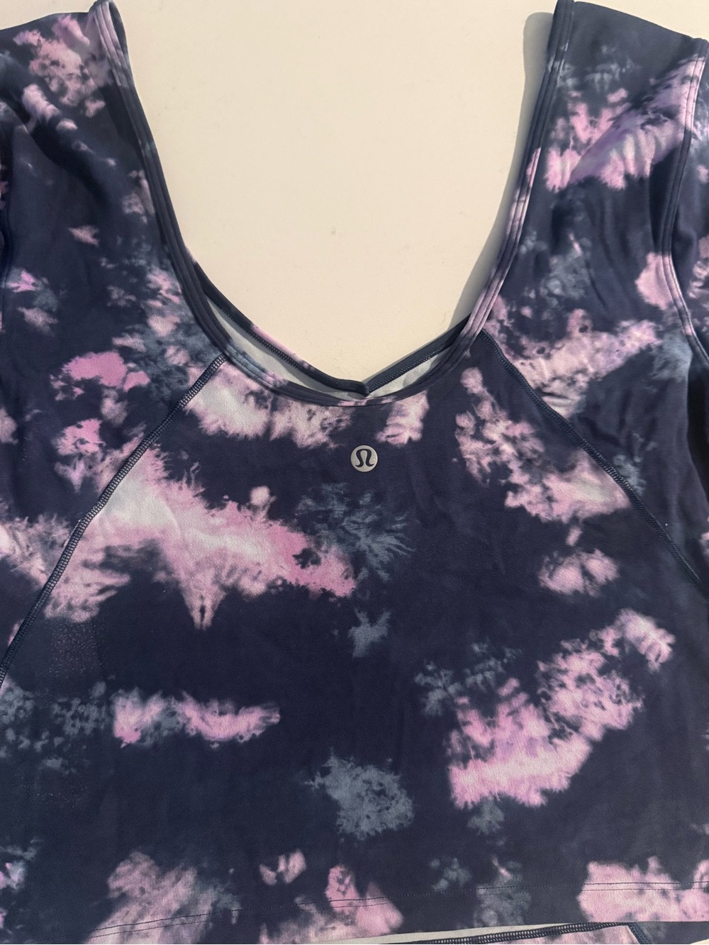 lululemon athletica Tie-Dye Scoop Crop Top in Navy and Pink - Picture 3 of 4
